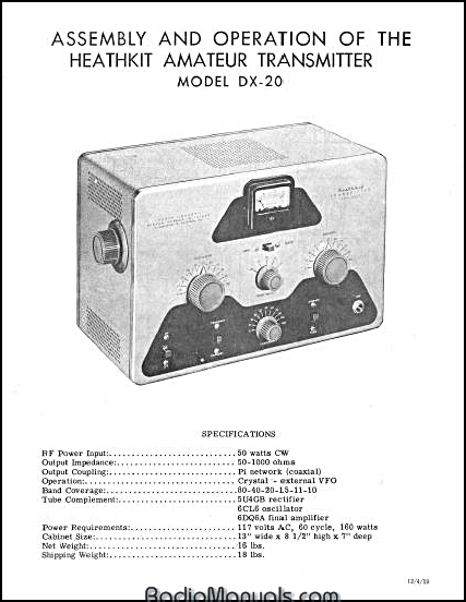 Heathkit DX-20 Assembly and Instruction Manual - Click Image to Close